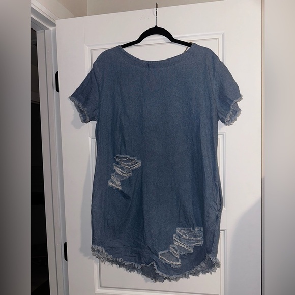 Nordstrom Denim Mini Dress Size L - Picture 2 of 5